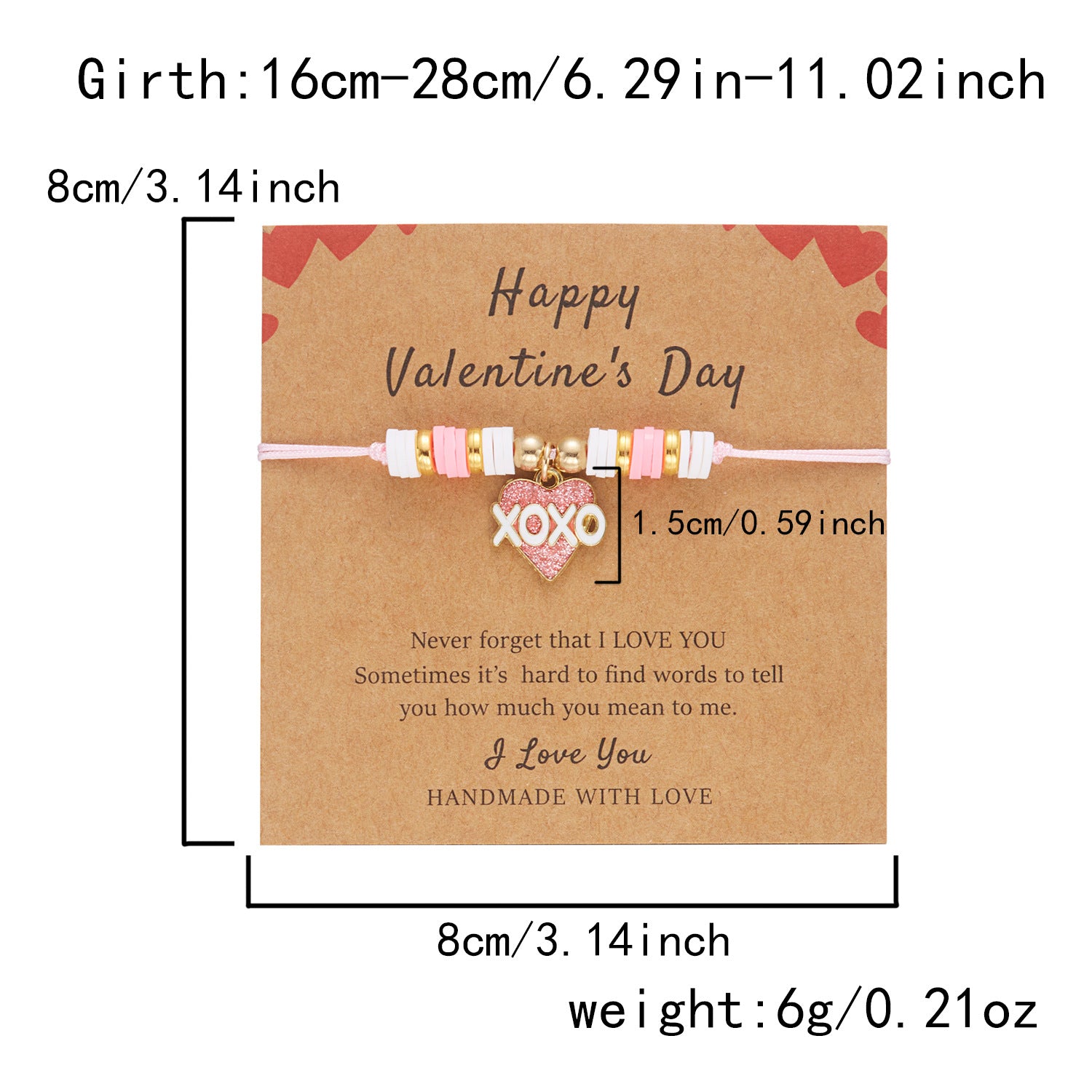 Wholesale Valentine' s Day woven love Clay Bead bracelet