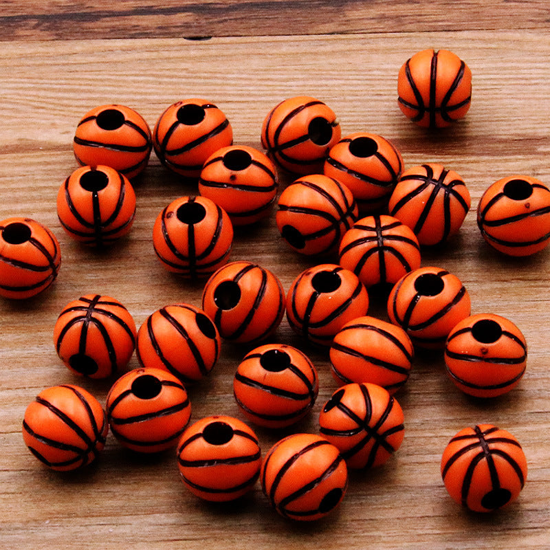 Wholesale 10pcs Resin Basketball Rugby Soccer Big Hole Beads