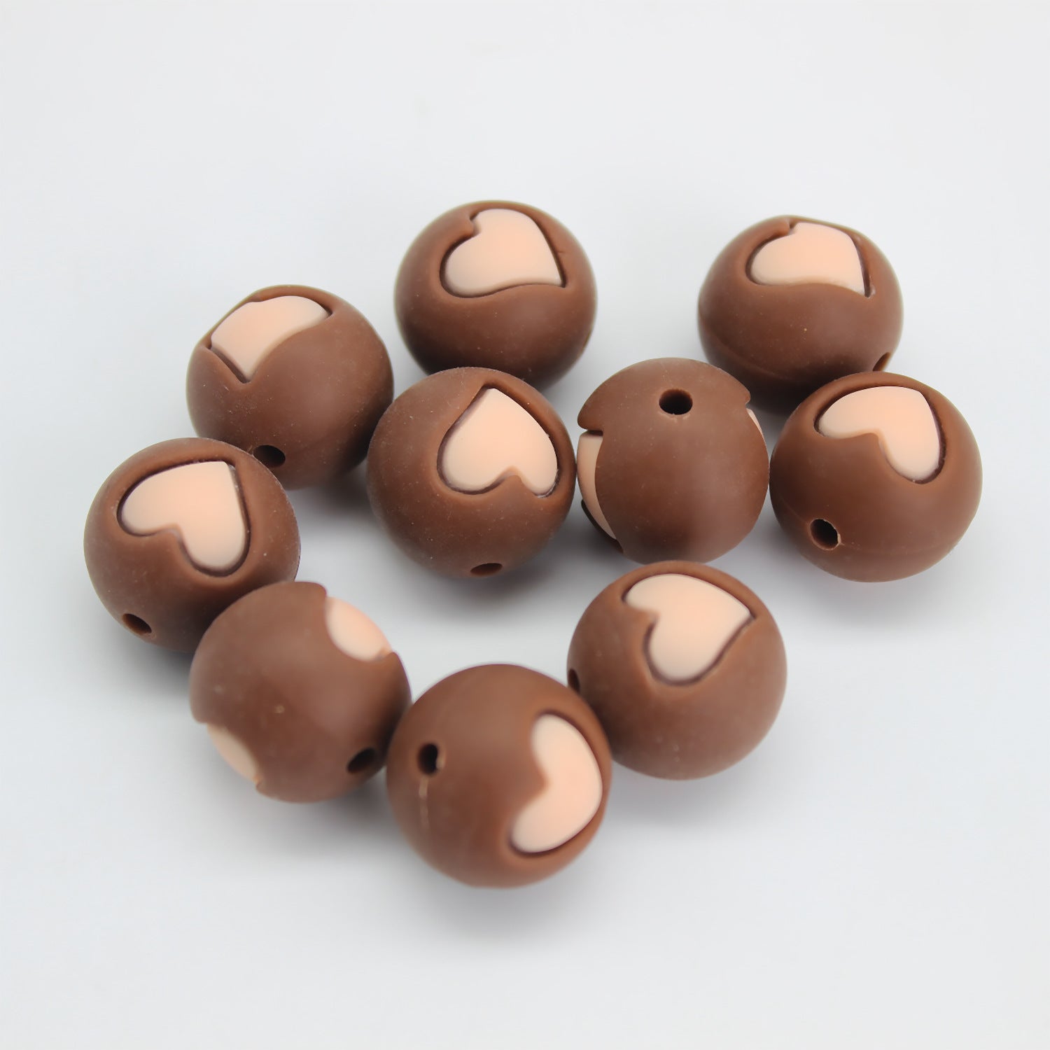 Wholesale 20pcs Love Silicone Beads 15mm DIY Colored Teething Round Beads