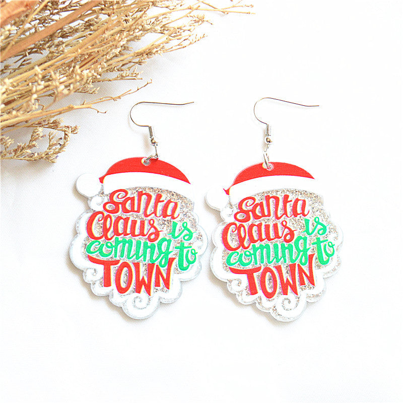 Wholesale Christmas dress long car snowman bottle old man earrings