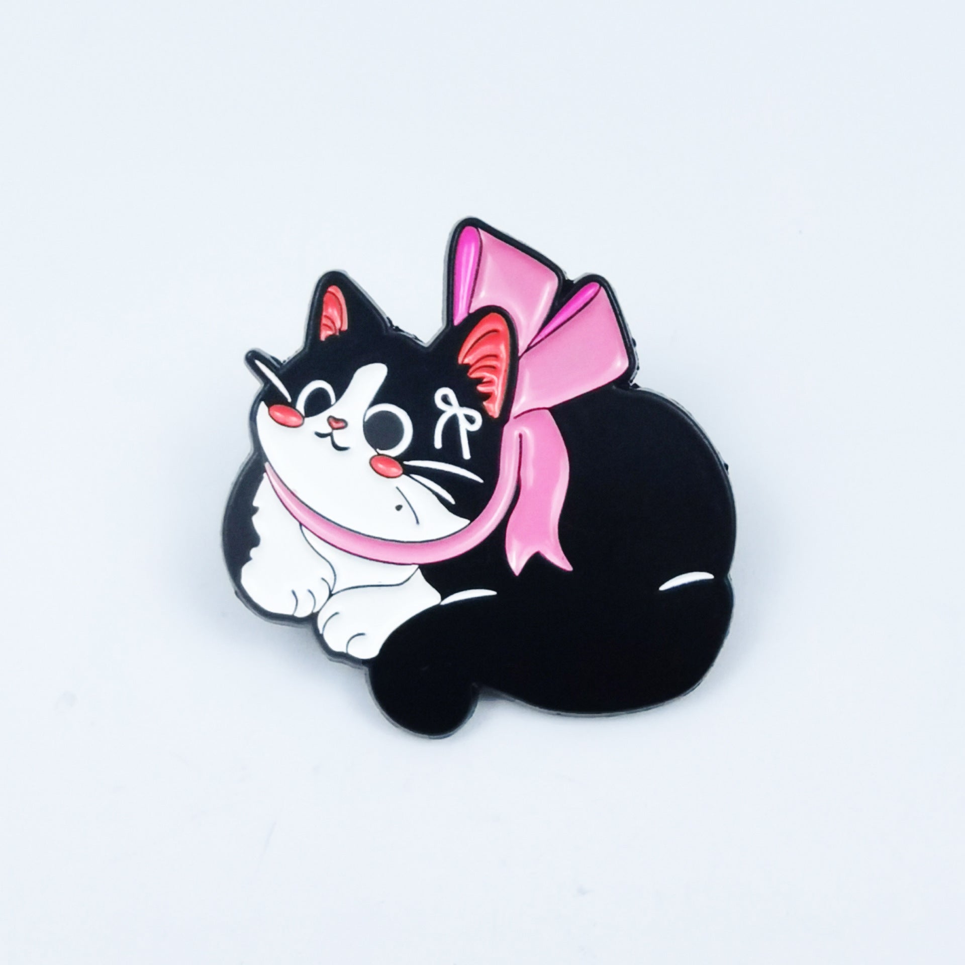 Wholesale Cute black metal cartoon bow cat brooch