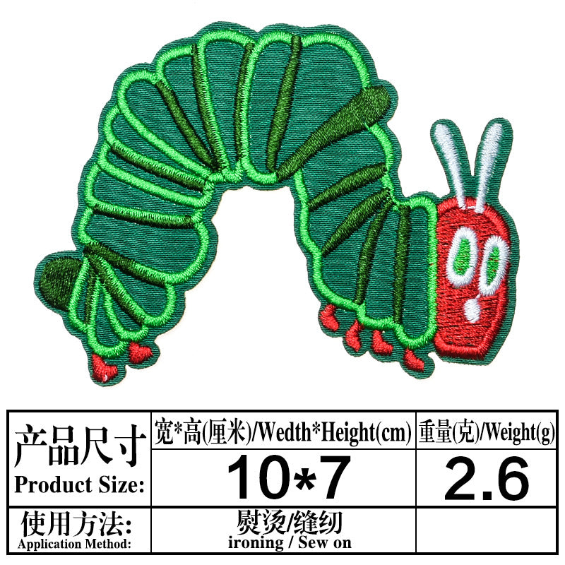 Wholesale Green caterpillar embroidered round-faced monkey and bee patch  OLY Exclusive