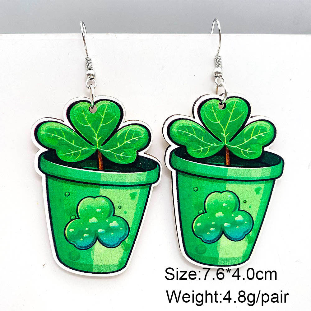 Wholesale St. Parcret festival dwarf lucky grass rainbow beard wooden earrings