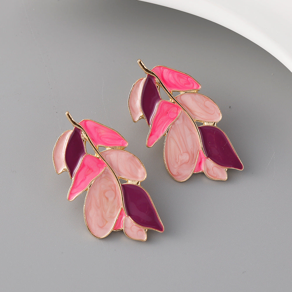 Pendientes de aleación de zinc de verano al por mayor hoja