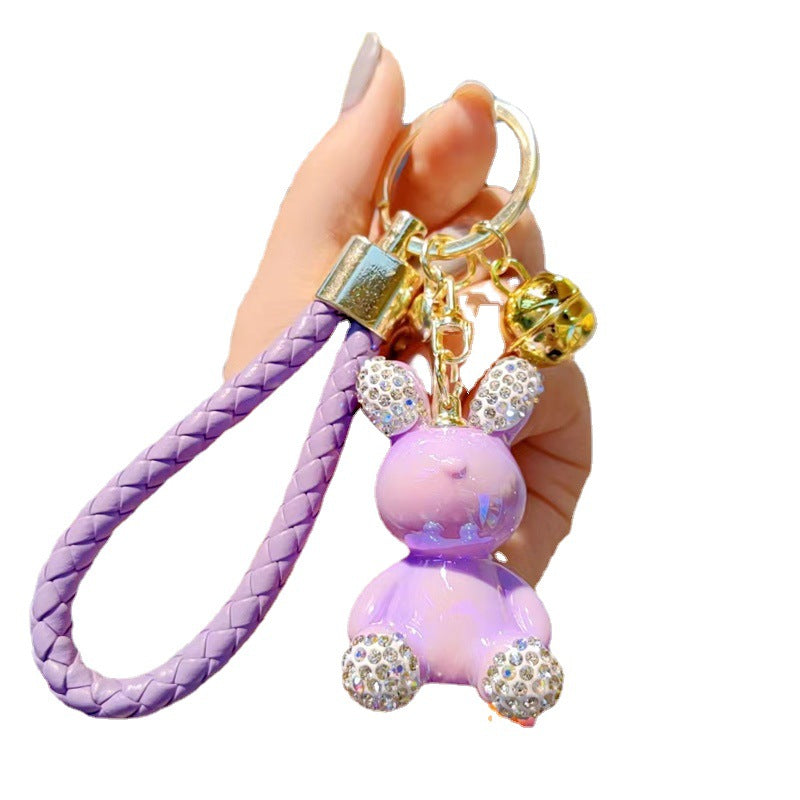 Keychains de diamantes con bunny de electroplacas de coloridos al por mayor