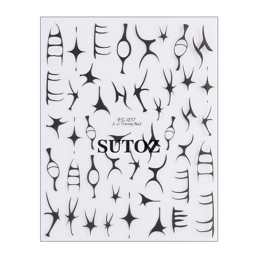 Wholesale 3pcs/pack Geometric pattern irregular lines nail art stickers