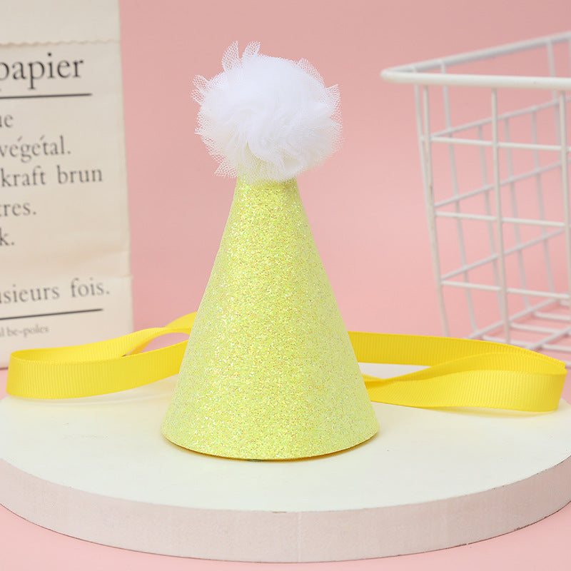 Wholesale Cute Glitter Birthday Hat Kidsren' s Birthday Party Hair Crown Headdress Rainbow Triangle Hat