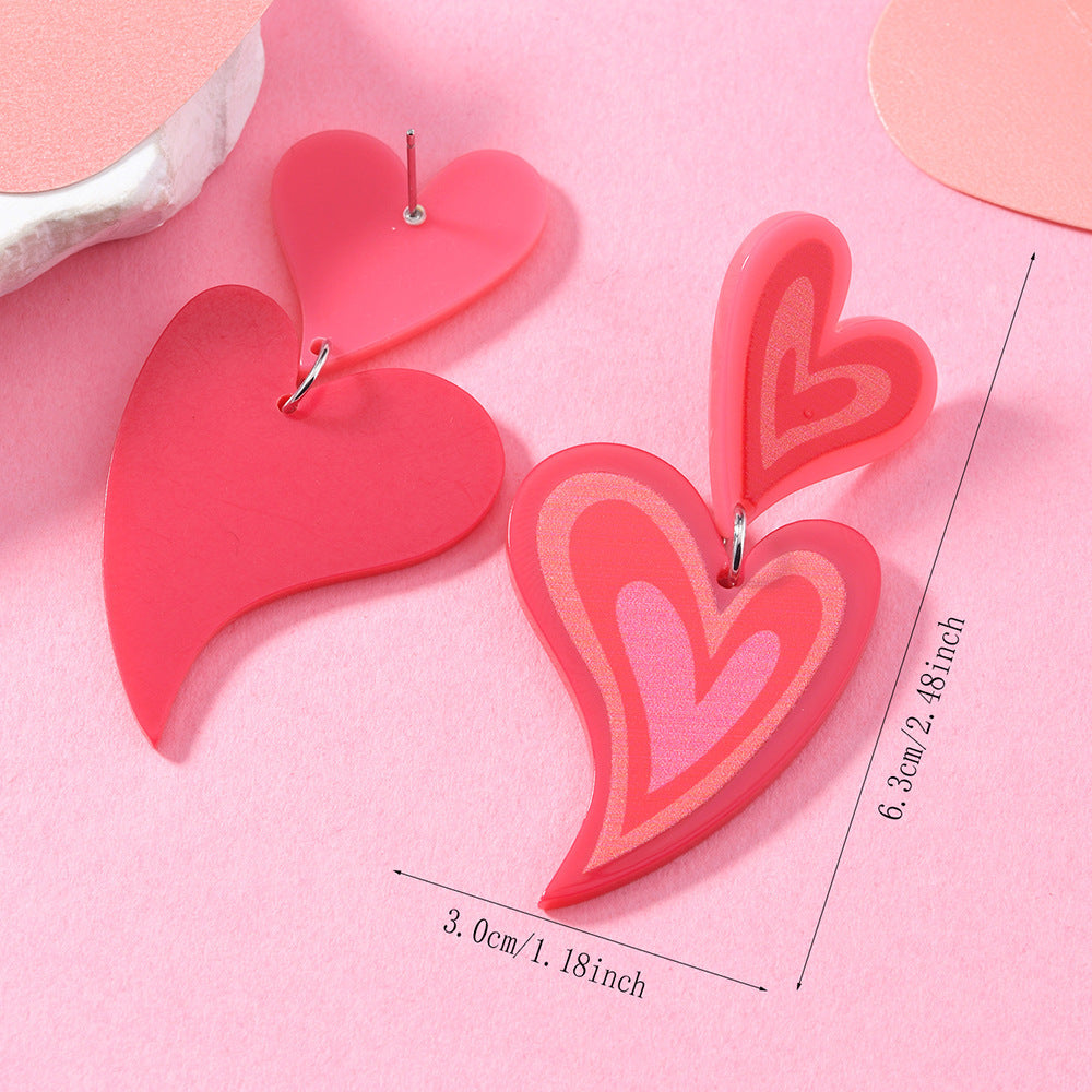 Wholesale Love Sparkling Heart shaped Acrylic Earrings for Valentine' s Day