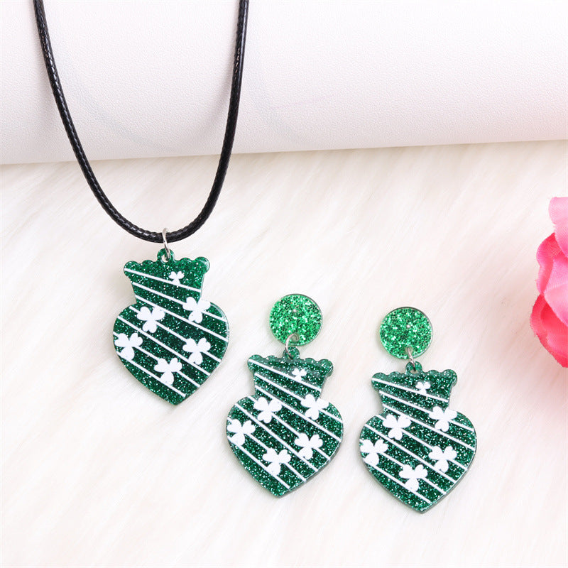 Wholesale St.  Patrick' s shamrock hat-shaped letter Acrylic Earrings