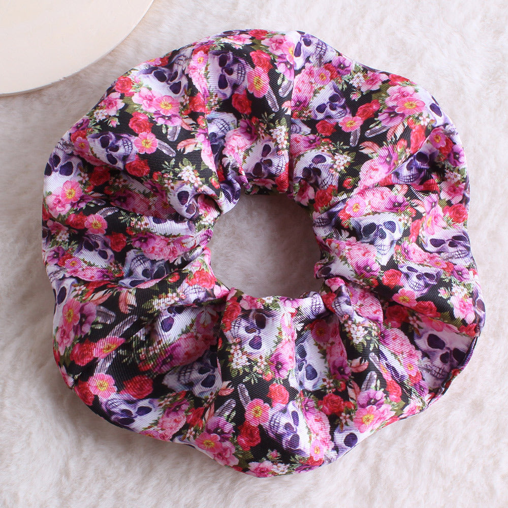 Wholesale Valentine' s Day  Floral Large Intestine Fabric Hair Scrunchies