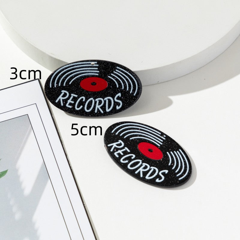 Wholesale 10pcs Retro Phonograph DJ Acrylic Double-sided Color DIY Accessories