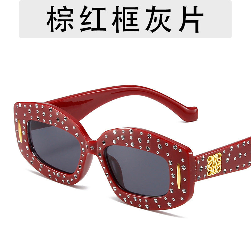 Wholesale Personality Trend Diamond Studded Women's Square Sparkling Starry Sky Fashion Outfit Sunglasses