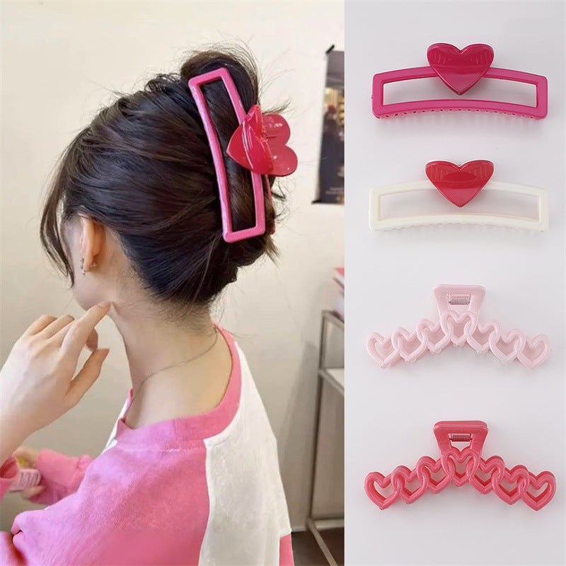 Wholesale Valentine's Day Girl Pink Love Sweet Cute Elegant Shark Clip Back of Head Hair Accessories Hair Clip