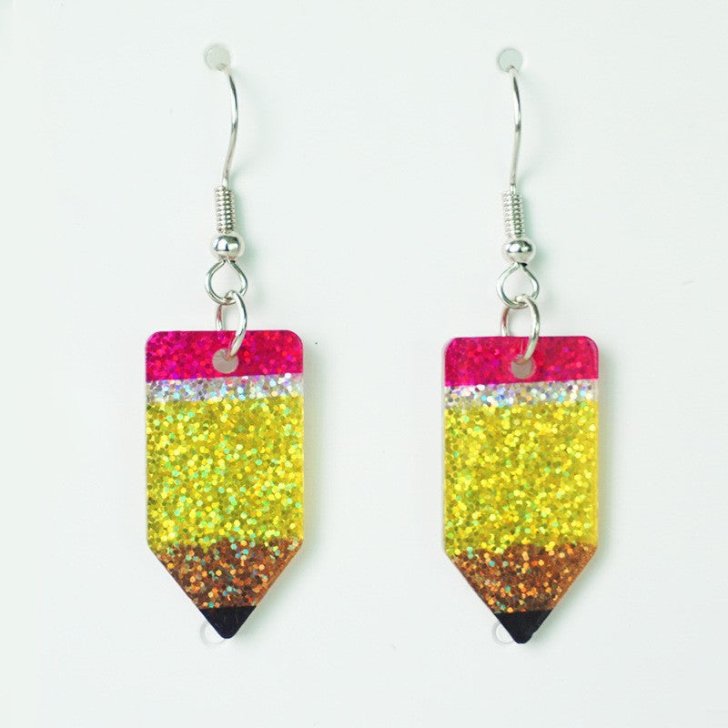 Wholesale 2 Pair/Pack Glitter Sparkling Big Apple Teacher Earrings
