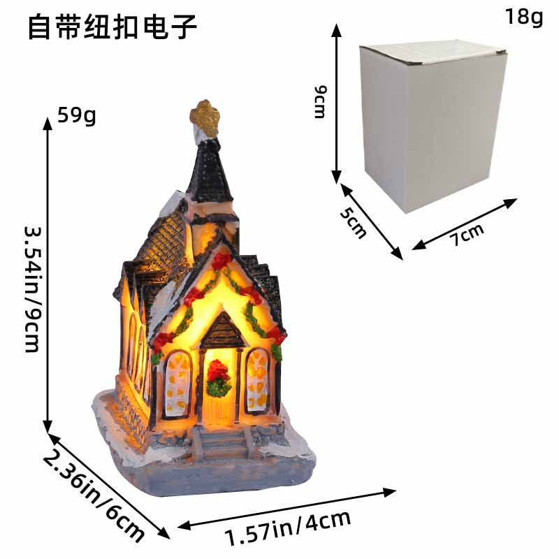 Wholesale Christmas Resin Colored Luminous House Desktop Ornaments