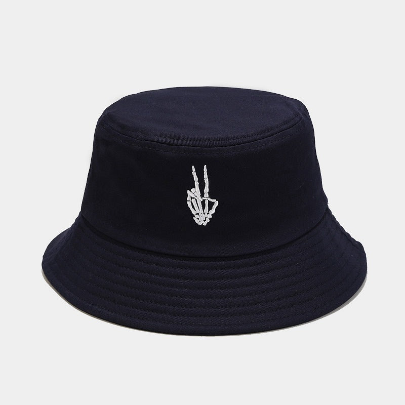 Wholesale New Skull Finger Embroidered Cotton Bucket Hat