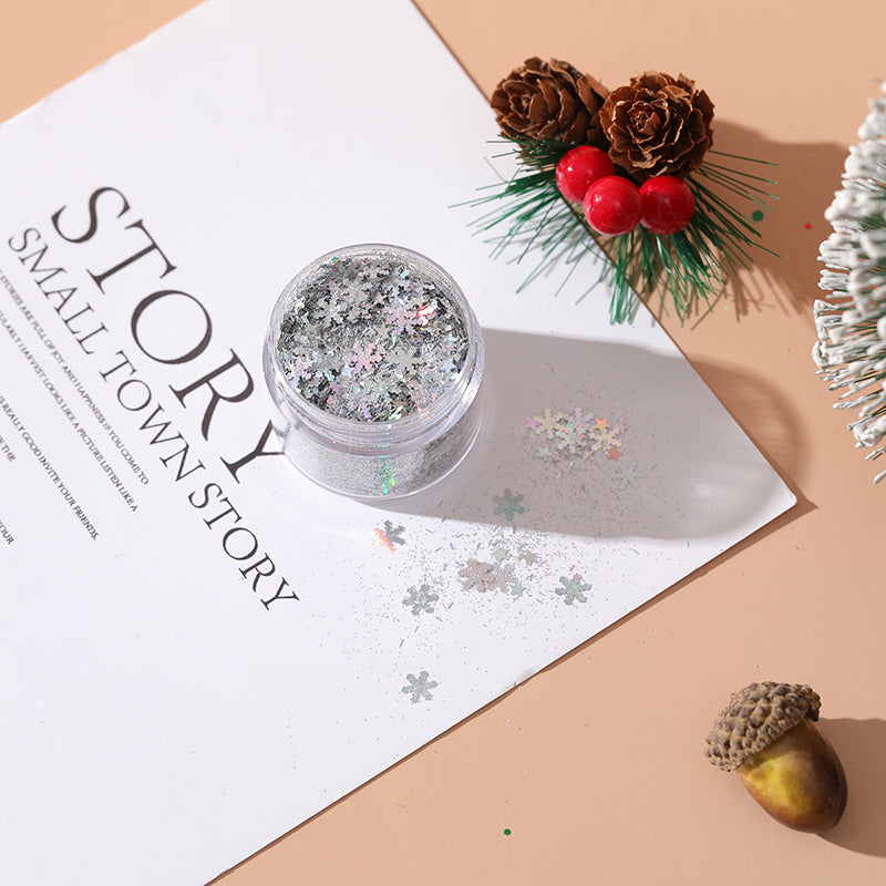 Wholesale DIY Christmas Colors Snowflake Stars Christmas Tree Flow Hemp Dropping Glue Mixed Glitter