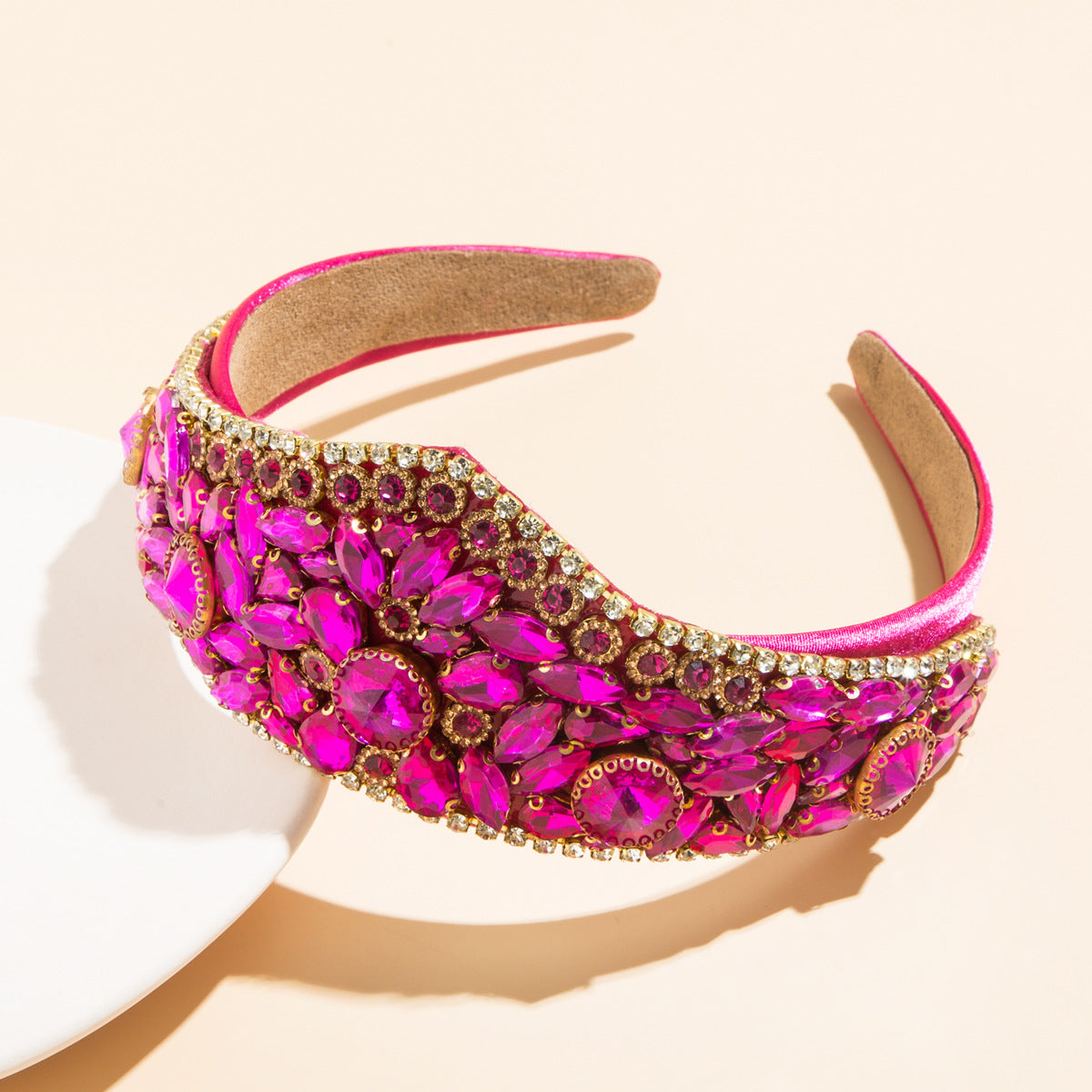 Wholesale Baroque retro colored glass super sparkling crown headband