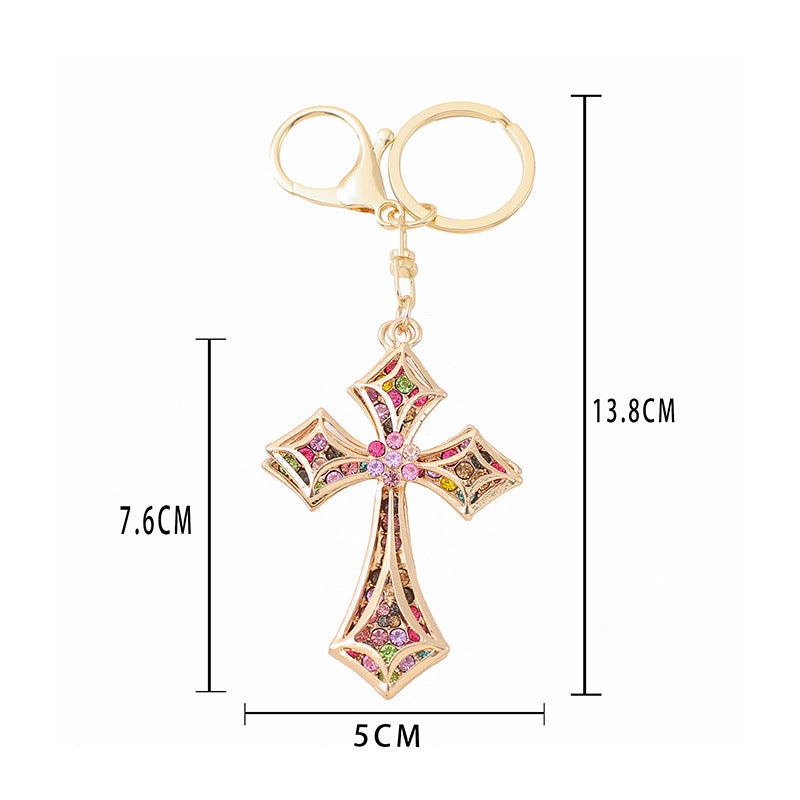 Wholesale Diamond Cross Zinc Alloy Keychain