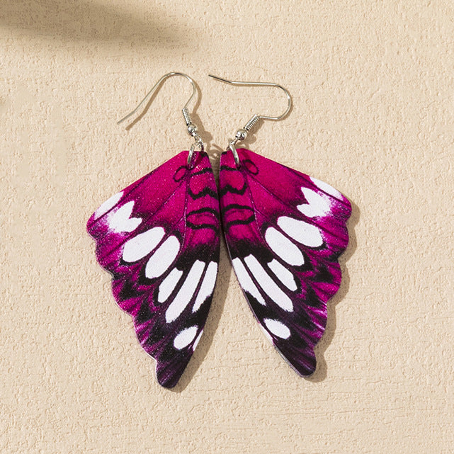 Wholesale Painted Butterfly PU Leather Earrings