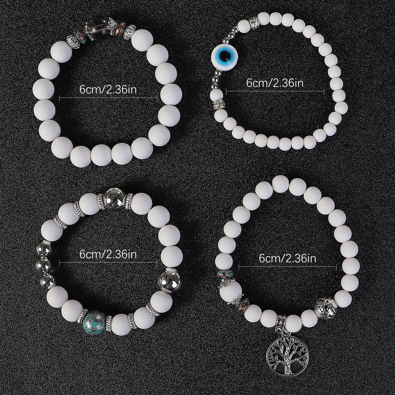 Wholesale Life Tree Demon Eye Multi Layered Pendant Glass Elastic Bracelet