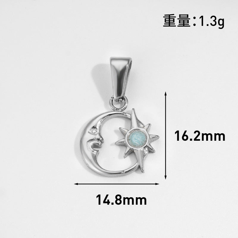 Wholesale 10pcs Sun Star Moon Octagonal Star Geometric Stainless Steel Pendant