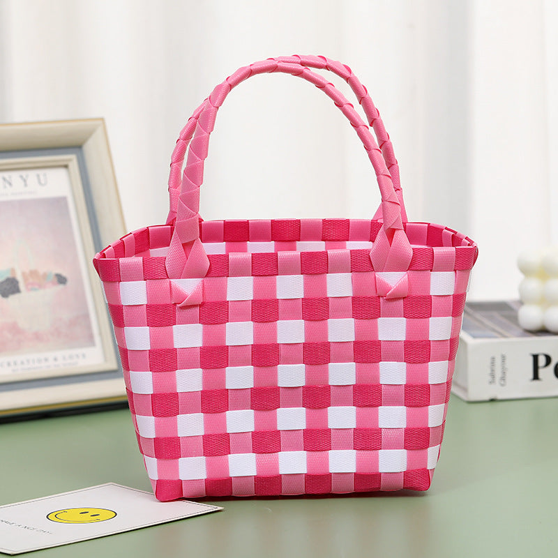 Wholesale Children's flower cute summer beach colorful literary hand-woven handbag