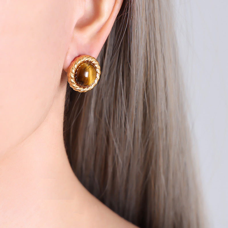 Wholesale Vintage Tiger Eye Stone Red Turquoise Necklace Earrings Jewelry Set