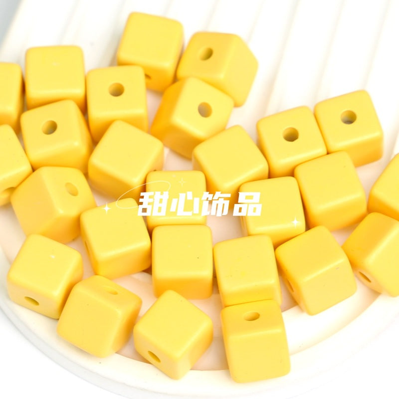 Wholesale 10pcs Matte Paint Macaron Square Beaded Diy Acrylic Jewelry Accessories