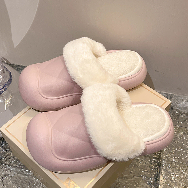 Wholesale Baotou Removable Thick Sole Anti-slip Waterproof Autumn and Winter New Plush Cotton Slippers