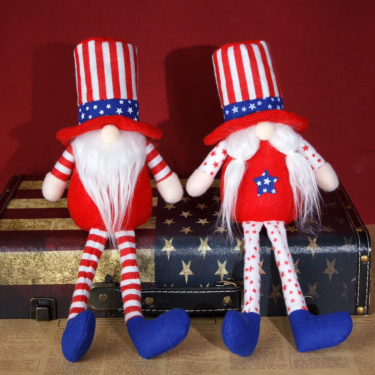 Wholesale of American National Day Long Legged Rudolf Dwarf Faceless Old Man Fabric Doll Ornaments