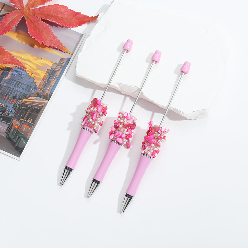 Wholesale 10pcs Beadable Pens Crushed Diamond Bead DIY Handmade Sticker Diamond Ballpoint Pen Student Gift