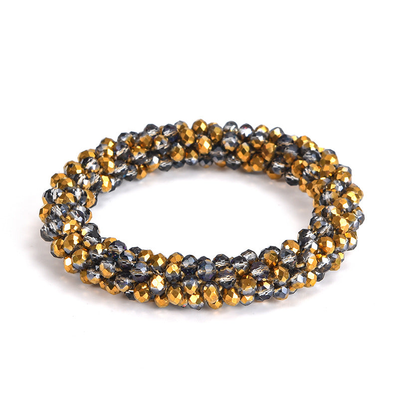 Wholesale Sequin Crystal Color Elastic Rubber Band Bracelet Dual Use