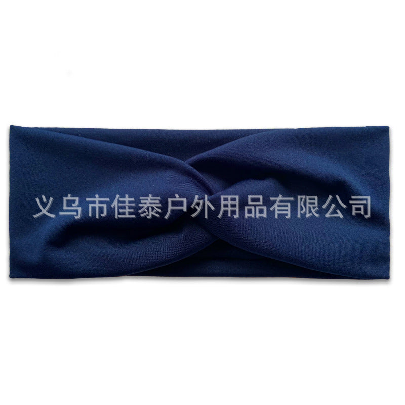 Wholesale Women's Solid Color Cross Hair Band Elastic Wide-brimmed Hair Band Exercise Running Sweat-absorbent Headband