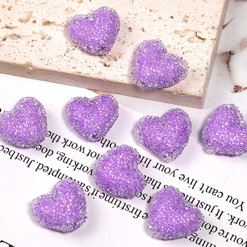 Wholesale 20pcs Rhinestone Heart Acrylic Beads Soft Sugar Beads