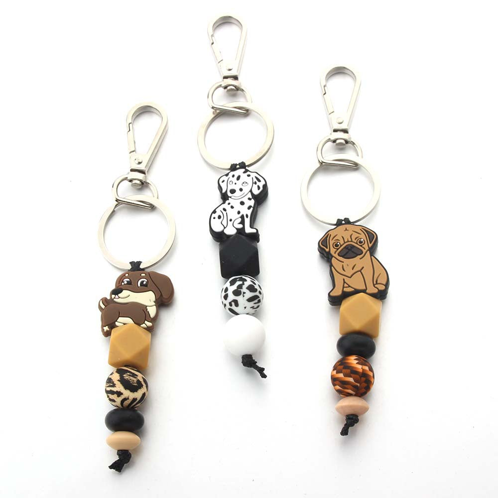 Wholesale Silicone Beaded Bracelet Dog Keychain Bag Pendant Small Accessories