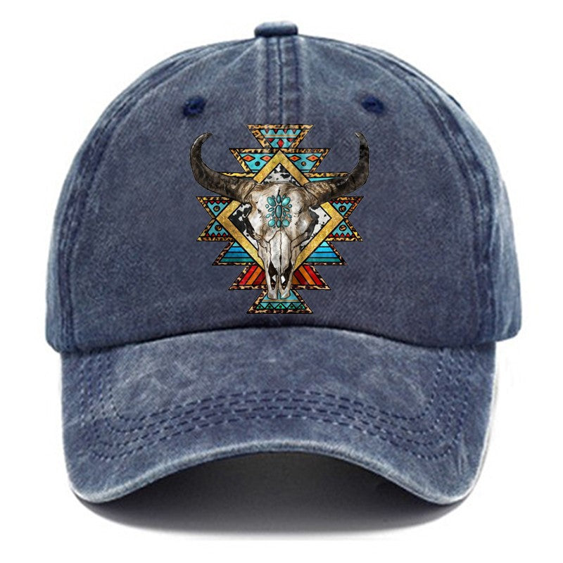 Wholesale Distressed Washed Cotton Printed Soft Top Baseball Cap