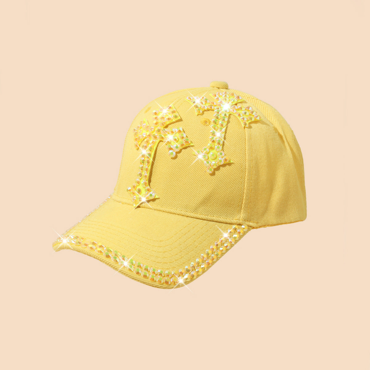 Wholesale Rhinestone fashionable and versatile summer handmade diamond sun protection baseball cap for men and women