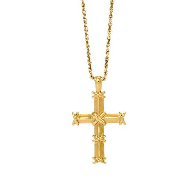 Wholesale Titanium Steel Cool Style Versatile Cross Necklace