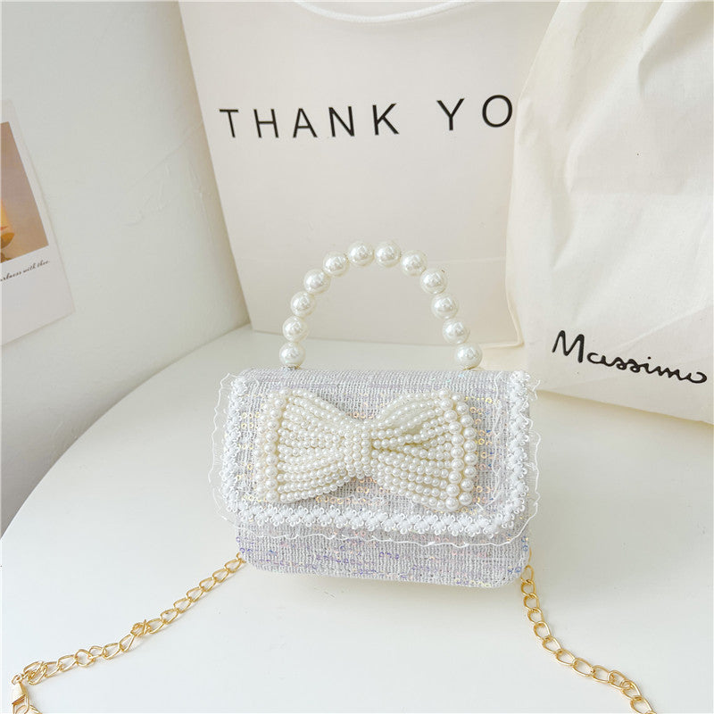 Wholesale Cotton and Linen Children's Pearl Handbag
