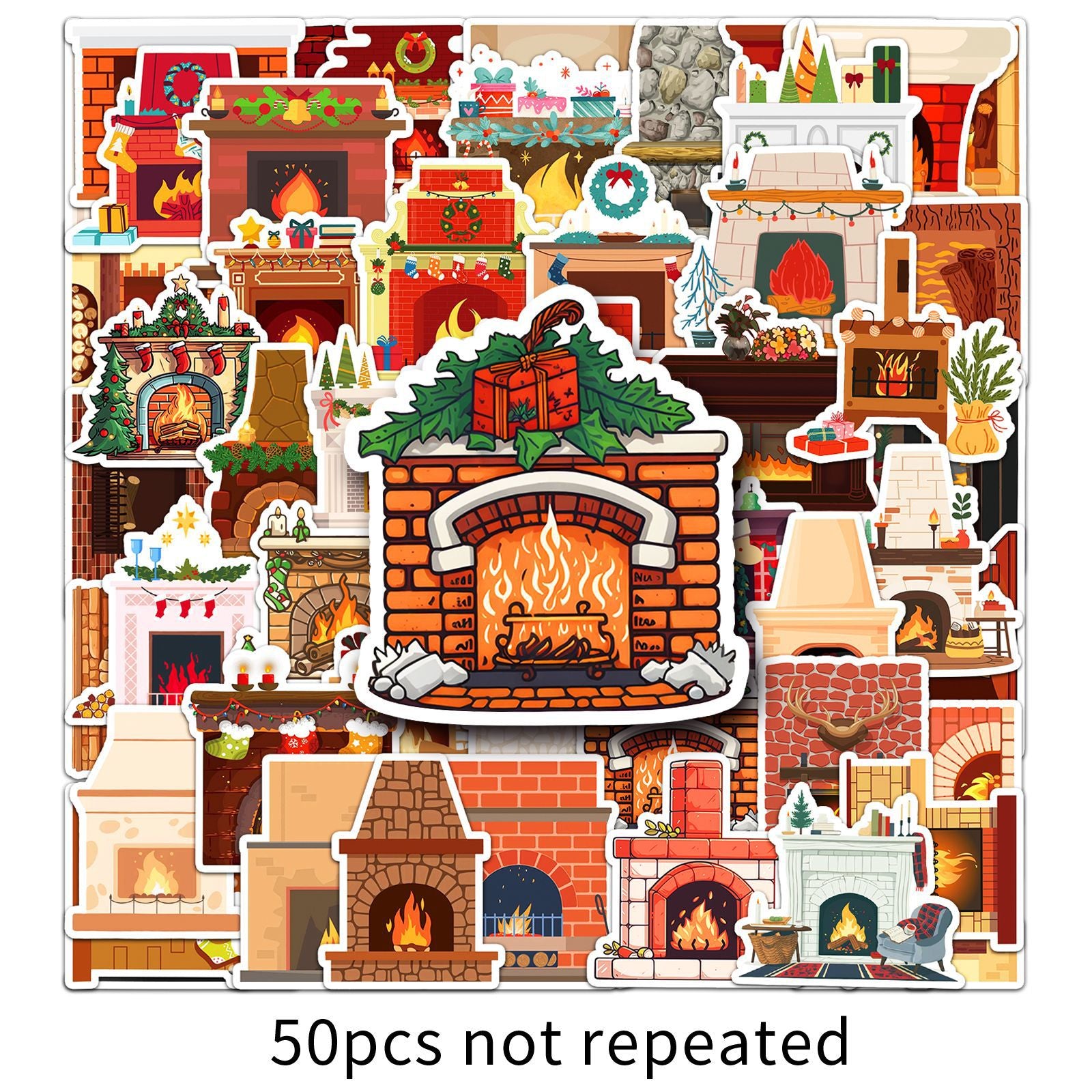 Wholesale 50 pcs/ pack fireplace graffiti stickers Christmas decorative  stickers