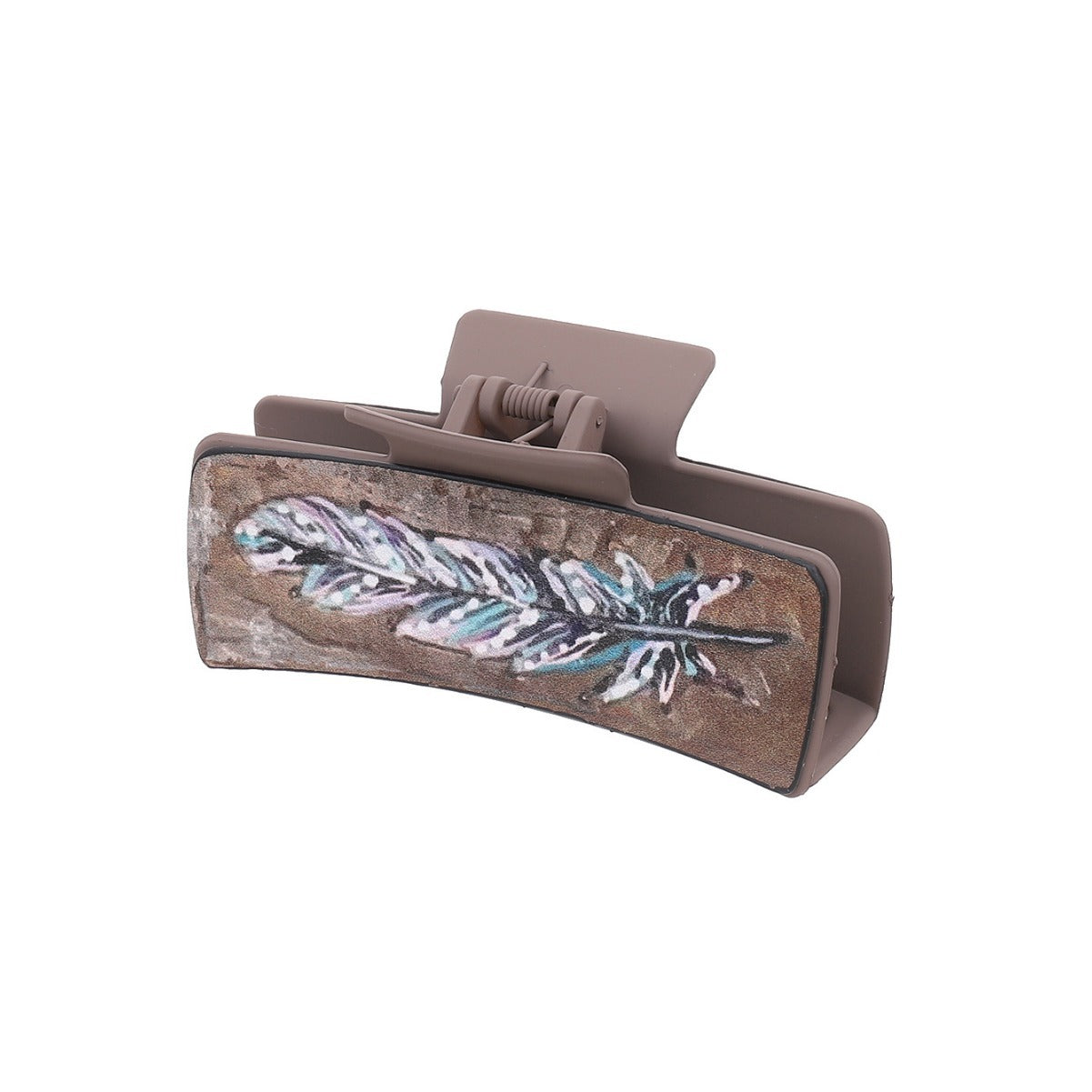 Wholesale Retro Feather Pattern Handmade Shark Hair Clip Women S Artificial Leather Hair Accessory For Everyday Styling