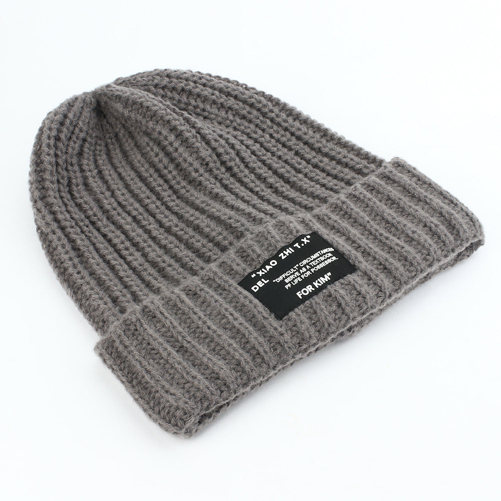 Wholesale Autumn and Winter Letter Patch Knitted Acrylic Beanie