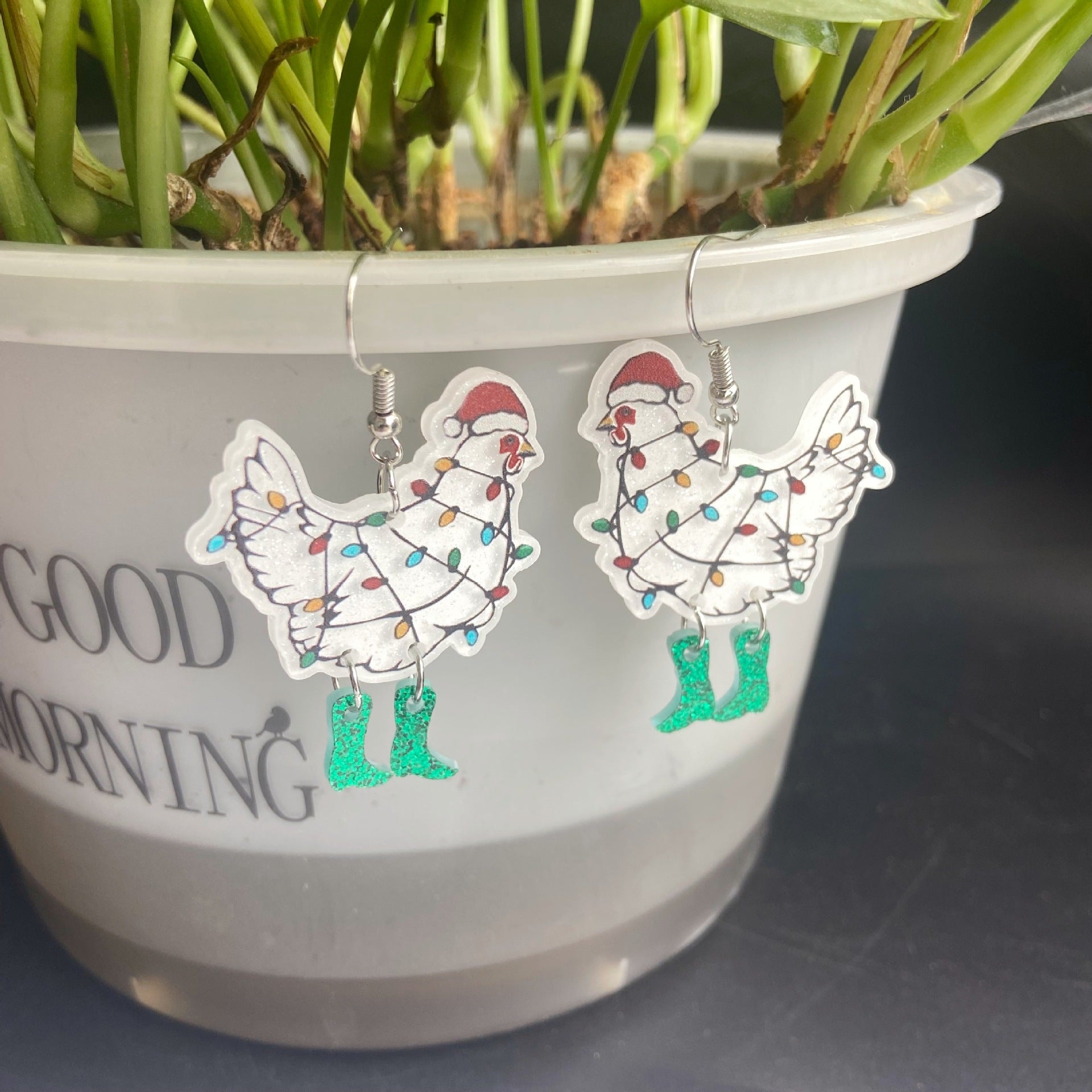 Wholesale Christmas colorful rooster earrings