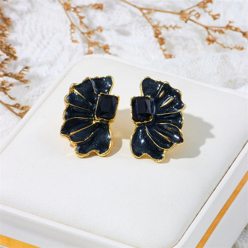Wholesale Retro Style Butterfly Petal Oil Drop Earrings