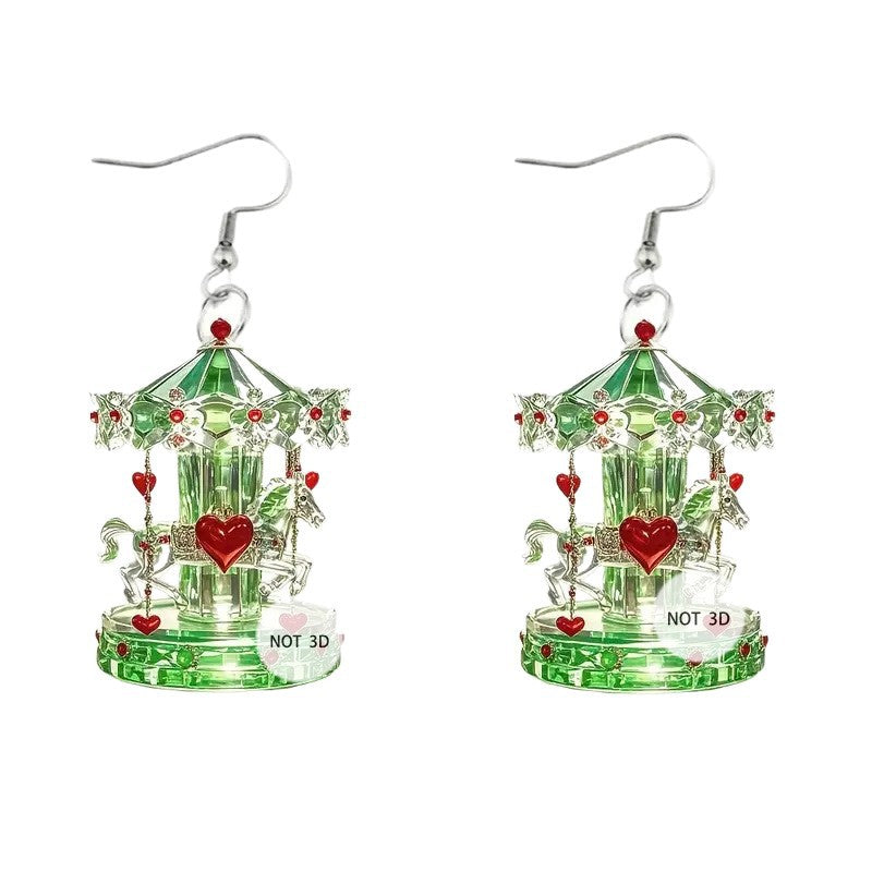 Wholesale Crystal Carousel Valentine' s Day Acrylic Earrings
