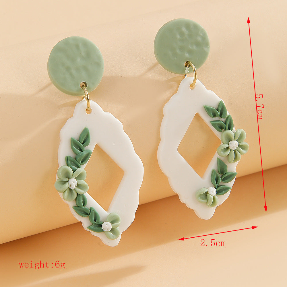 Wholesale Handmade Girl Forest Flower Soft Ceramic Earrings