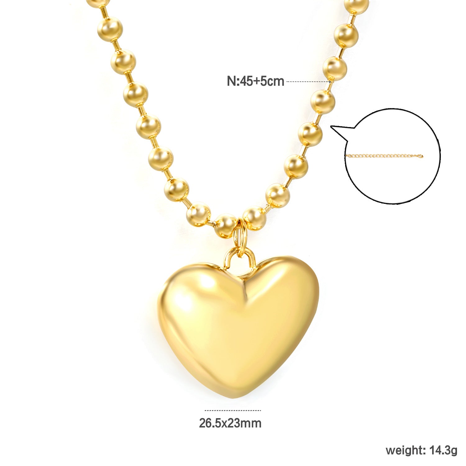 Wholesale 18k Gold-Plated Heart Pendant Stainless Steel Necklace