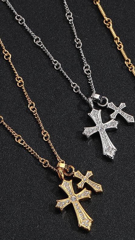 Wholesale Cross diamond titanium steel necklace