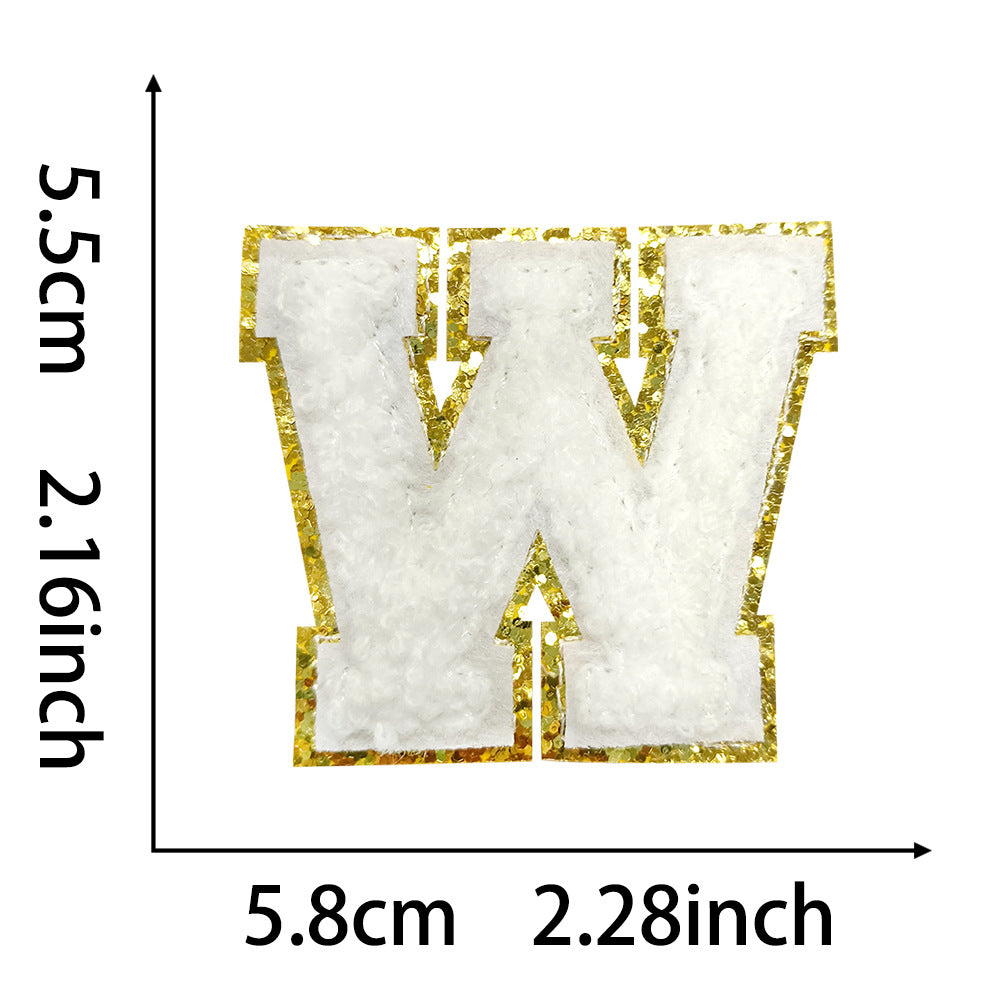 Wholesale White Towel Embroidered Alphabet Patches A Z With Gold Glitter Stylish DIY Accessory For Coats And Crafts